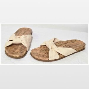 New Falls Creek Sandals Womens Size 11 Slides On Shoes Beige Cork NWT